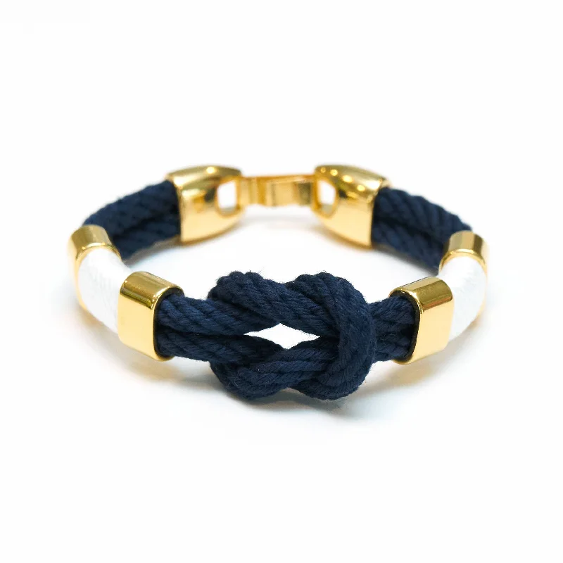 rope design bracelets for women -Bracelet - Starboard Bracelet - Navy/White/Gold