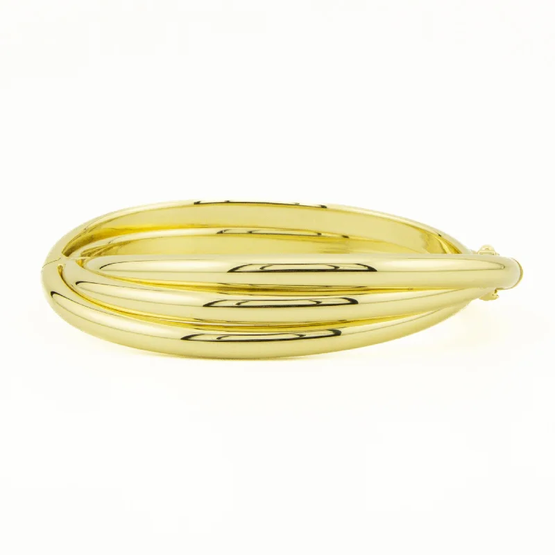 ladies braided bracelets stylish -15mm Wide Hollow Hinged Bangle Stack Bracelet in 14K Yellow Gold - 32.2 grams