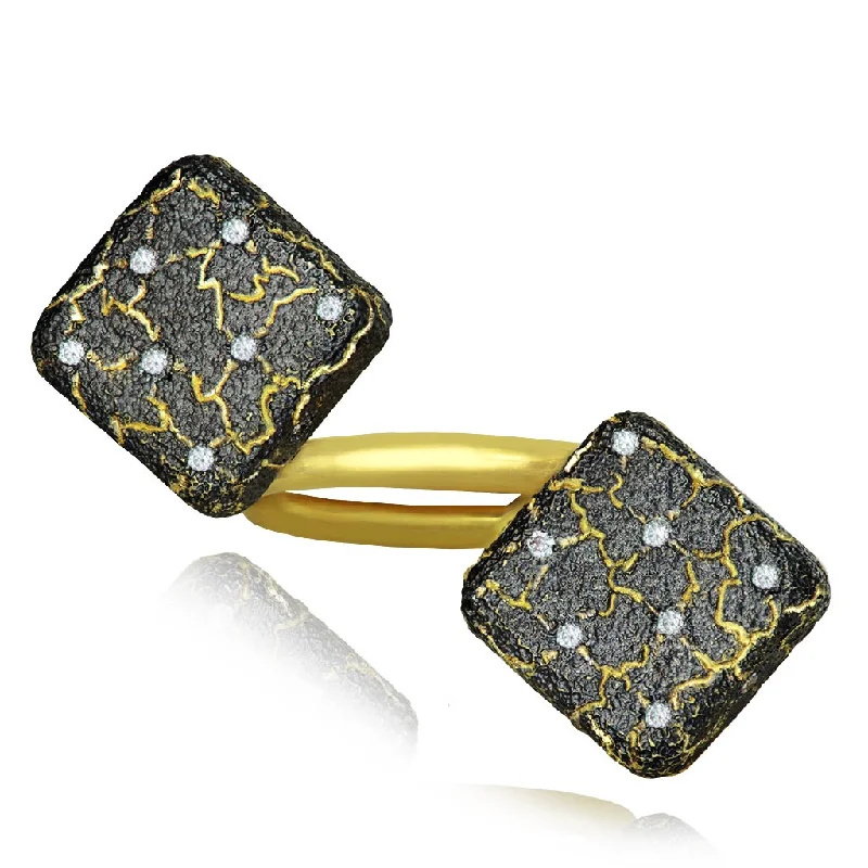 Ladies zirconia spark rings -Gold Dice Ring with Diamonds