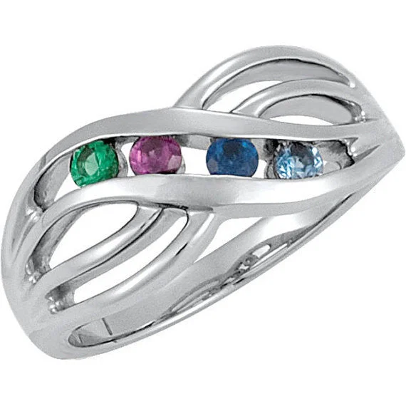 Ladies mountain ridge rings -Channel Set Infinity Mother's Family Birthstone Ring