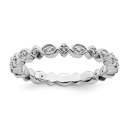 Ladies tandem couple rings -Sterling Silver Stackable Expressions Genuine Diamond Patterned Eternity Ring