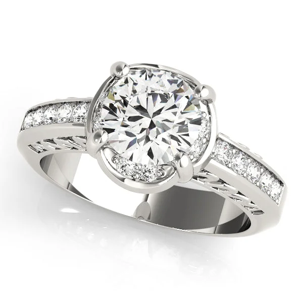 Ladies zirconia spark wedding rings -Single Row Diamond Engagement Ring