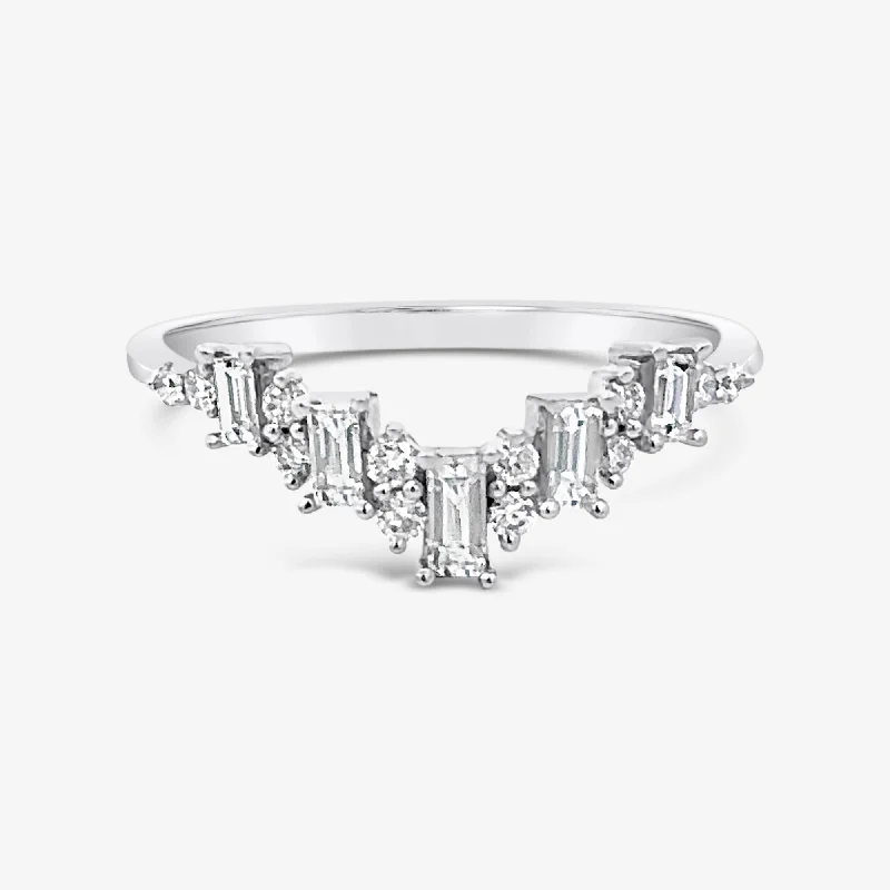 Ladies tropic bloom rings -Diamond Chevron Ring