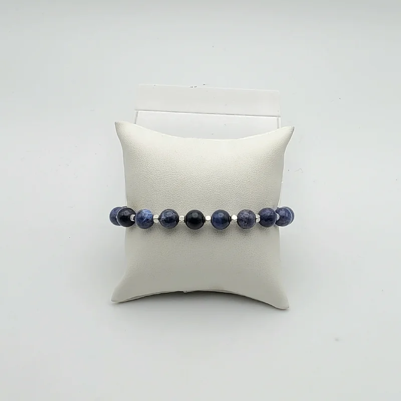 adies gold bracelets for daily wear -Sodalite Bead Stretch Bracelet