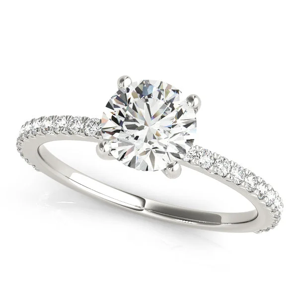 Ladies luxe platinum wedding rings -Single Row Diamond Engagement Ring