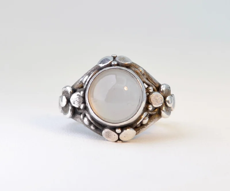 Ladies smooth ceramic rings -Sterling Silver Moonstone Ring