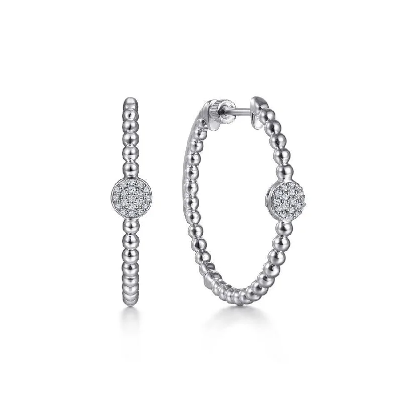 Ladies bold hoop earrings -Gabriel & Co. - EG14160SVJWS - 925 Sterling Silver 30MM White Sapphire Pave' Classic Hoop Earrings