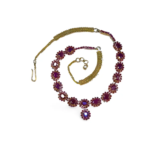 Ladies Necklaces with Peach Carnelian-Magnificent Estate 24K 22K Yellow Gold 40 Carat Ruby Rubies Necklace