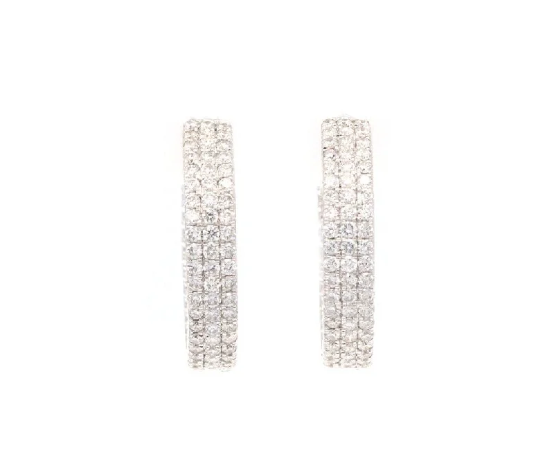 Ladies glass glow earrings -New 1.27ctw Pave Diamond Inside Out Hoop Earrings in 14K