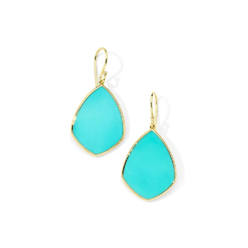 Ladies unicorn shine earrings -Ippolita 18k Yellow Gold Turquoise Rock Candy Medium Drop Earrings