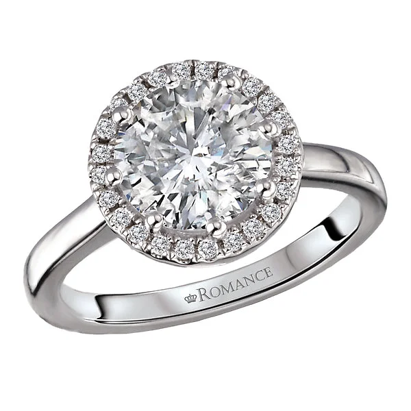 Ladies elegant solitaire wedding rings -Halo Semi-Mount Diamond Engagement Ring