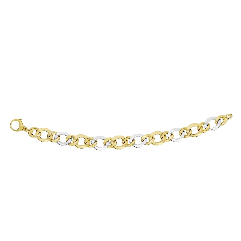 ladies formal bracelets evening wear -14K Gold Open Oval Heritage Link Bracelet