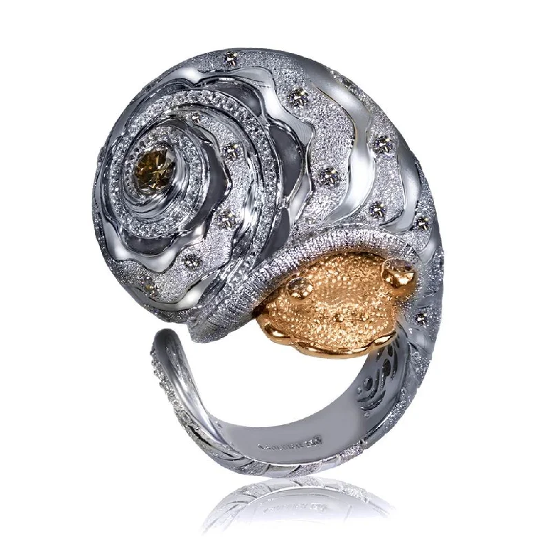 Ladies rich lapis rings -Gold Codi The Snail Ring with Diamonds