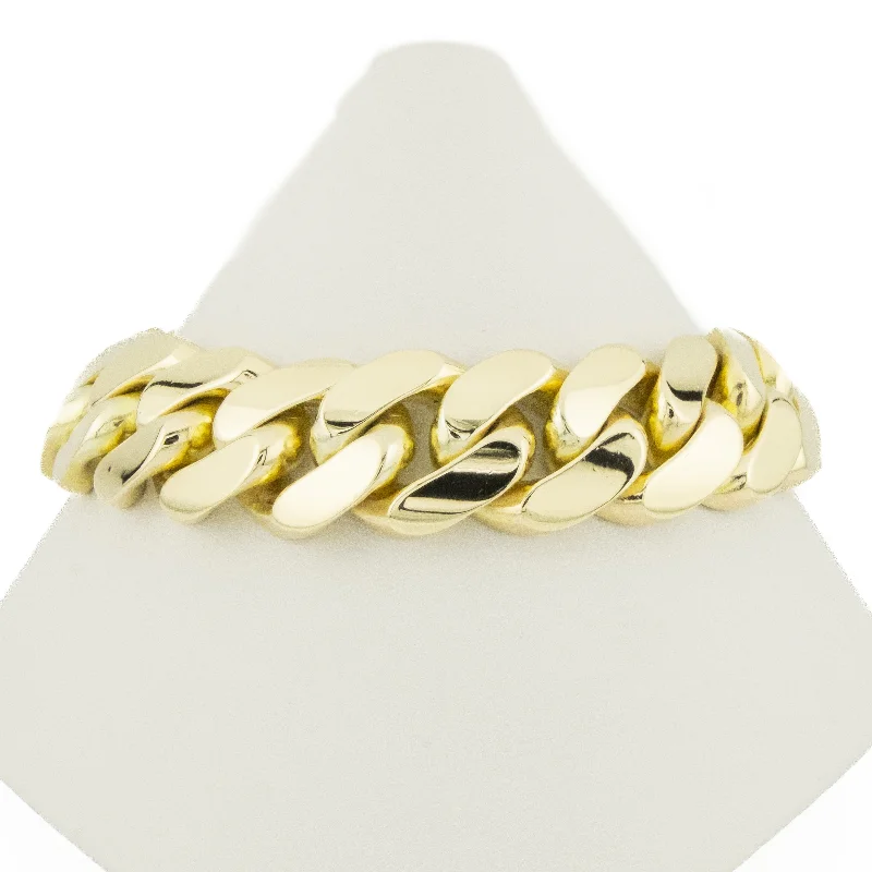 floral engraved bracelets for women -17mm Wide Solid Cuban Link 8.75" Bracelet in 10K Yellow Gold - 152.9 grams