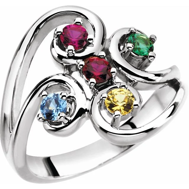 Ladies hippie soul rings -Centered Swirl Statement Mother's Family Birthstone Ring