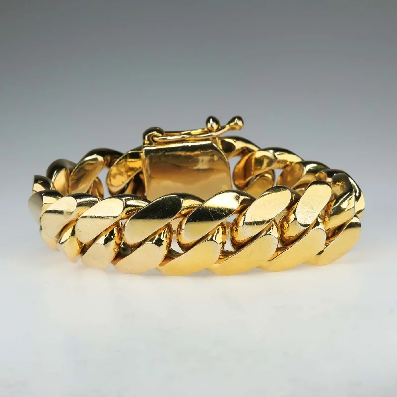 adjustable ladies bracelets with clasps -10" Solid Cuban Link Bracelet in 10K Yellow Gold - 445.6 grams