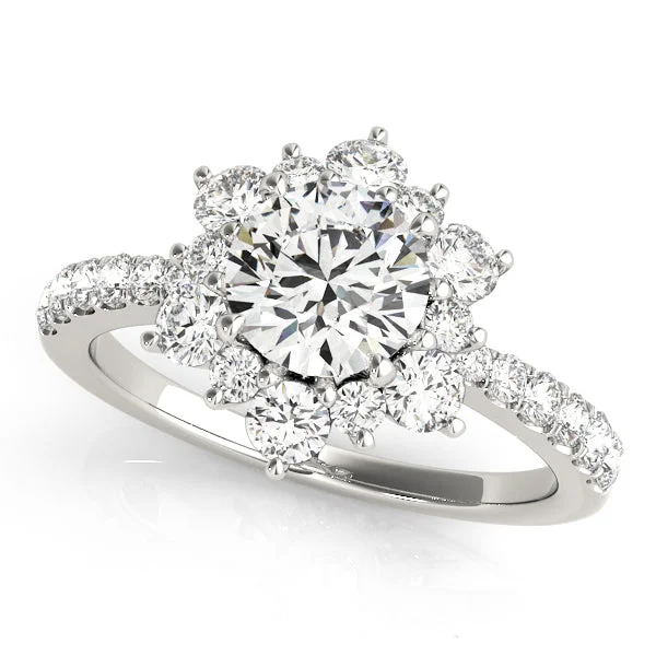 Ladies bird flight wedding rings -Halo Diamond Engagement Ring