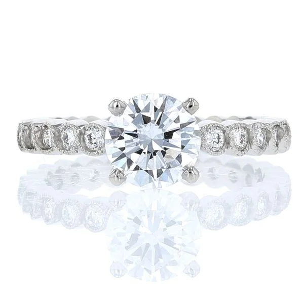 Ladies blooming floral wedding rings -Platinum Eternity Engagement Ring