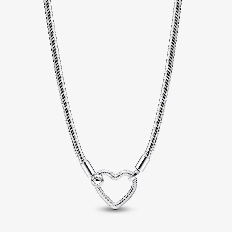 Ladies Necklaces for Nurse Shine-PANDORA : Heart Closure Snake Chain Necklace