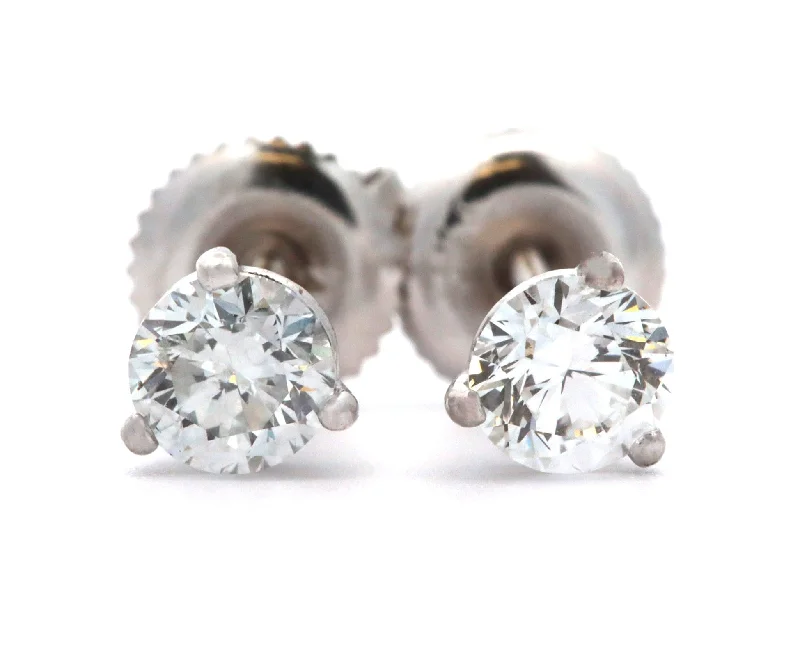 Ladies premium shine earrings -0.78ctw Round Diamond Solitaire Stud Earrings in 14K