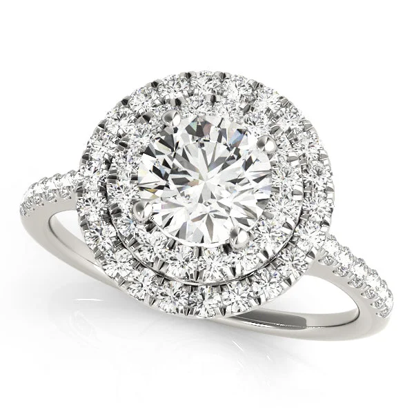 Ladies understated minimal wedding rings -Halo Diamond Engagement Ring