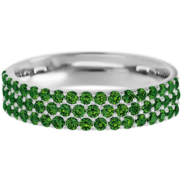 Ladies desert dune rings -Clarissa Style 10k White Gold Ring / Half Eternity .825 TCW of Green Diamonds / Size 5.25