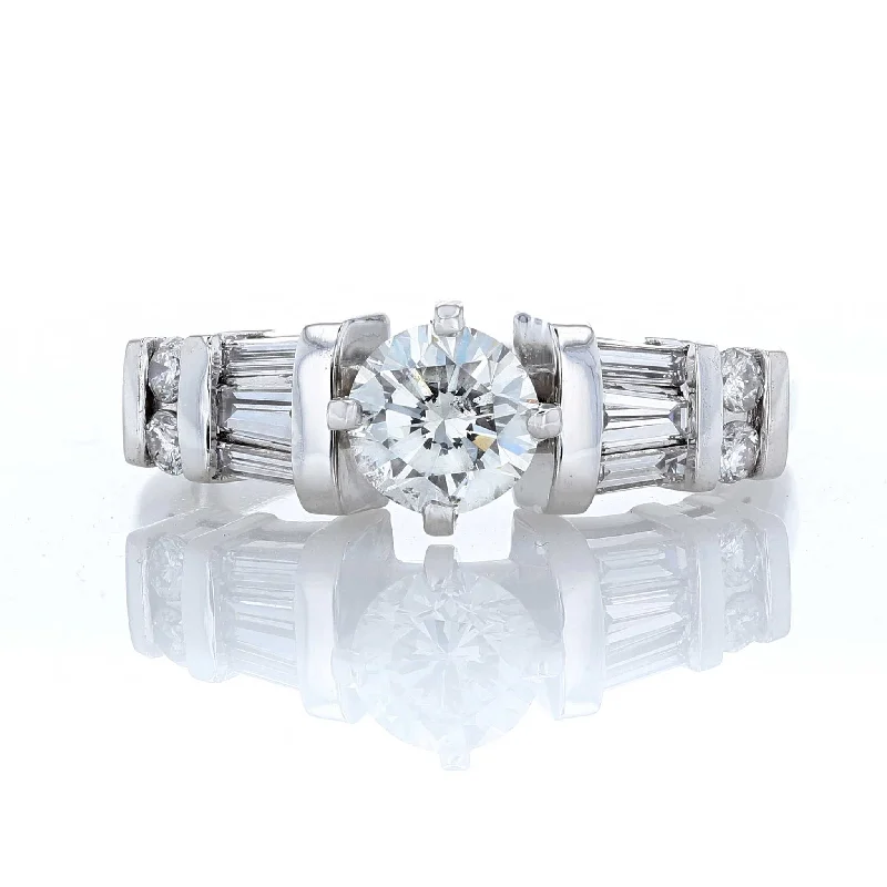 Ladies subtle grace wedding rings -Round & Baguette Channel Set Diamond Engagement Ring