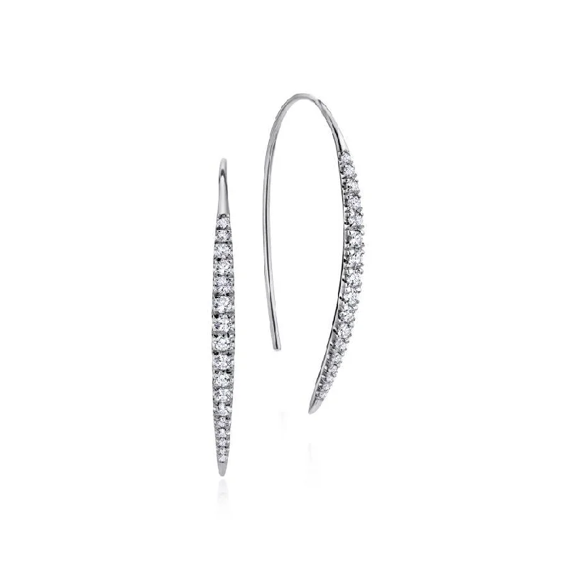 Ladies quirky spark earrings -Gabriel & Co. - EG12629W45JJ - 14K White Gold Slim Tapered Diamond Drop Earrings