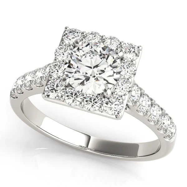 Ladies fable charm wedding rings -Halo Diamond Engagement Ring