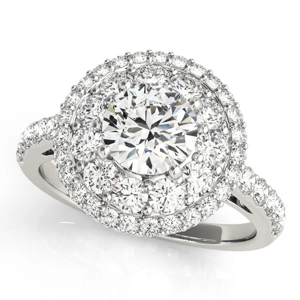 Ladies nostalgic retro wedding rings -Halo Diamond Engagement Ring