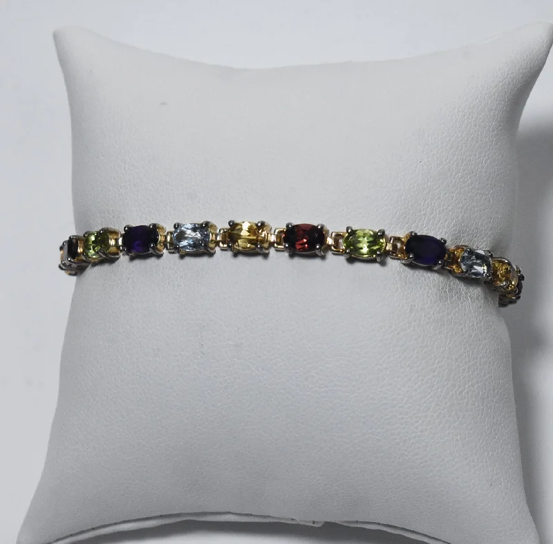 ladies braided bracelets stylish -Ross-Simons - Sterling Silver Multi Gemstone Bracelet