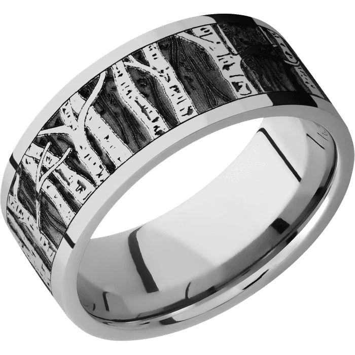 Ladies solid form rings -9mm wide Flat Titanium Ring with Polish Finish / Aspen Design