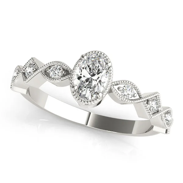 Ladies uneven edge wedding rings -Single Row Diamond Engagement Ring