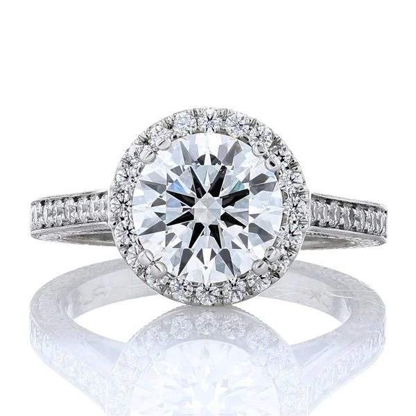 Ladies spring unity wedding rings -Lab Diamond Halo Engagement Ring