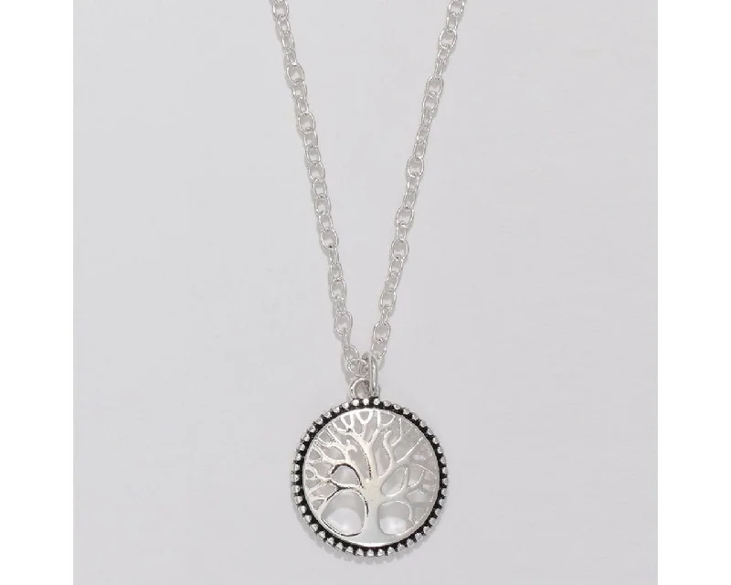 Ladies Necklaces for Girl Glow-Periwinkle by Barlow : Detailed silver Tree of Life  - Necklace