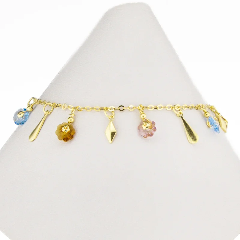 minimalist line bracelets for women -Multi-Color Stones Gold Fashion Bracelet 7.25" in 18K Yellow Gold