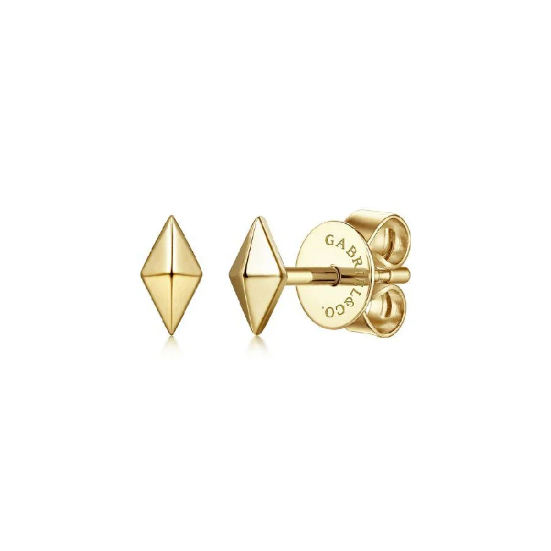 Ladies rosy gold earrings -Gabriel & Co. - EG14003Y4JJJ - 14K Yellow Gold Pyramid Kite Shape Stud Earrings