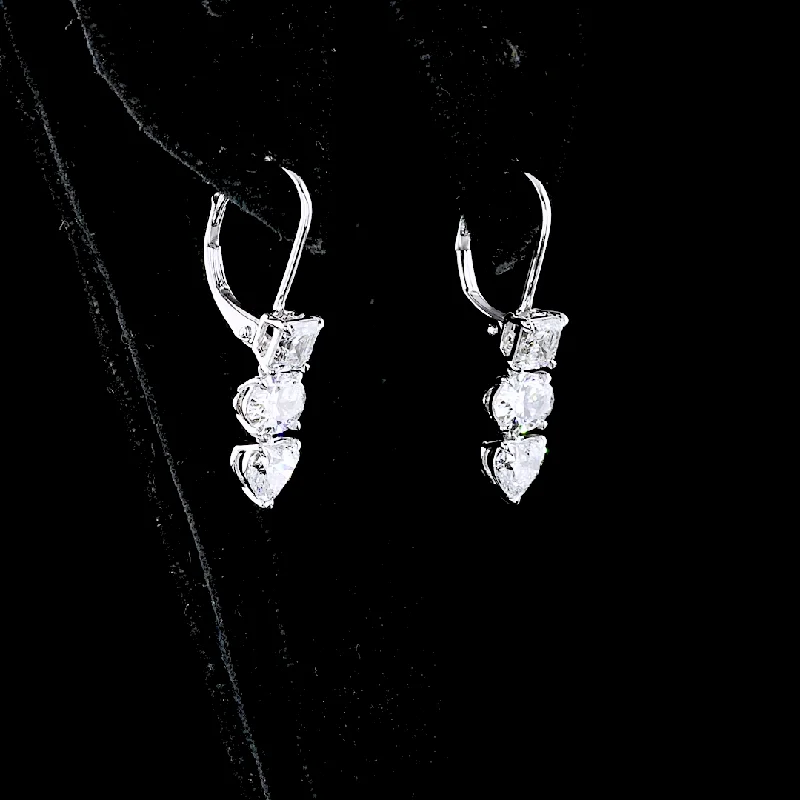 Ladies graceful charm earrings -14K White Gold Lab Grown Diamond Dangling Earrings ER4095