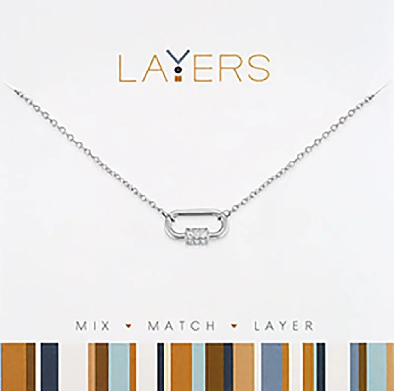 Ladies Necklaces with Sky Topaz-Center Court: Silver Carabiner Pendant Necklace