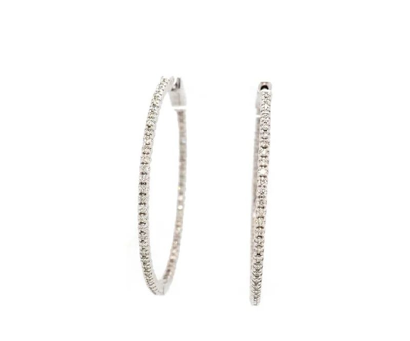 Ladies broad hoop earrings -New 1.01ctw Round Diamond Inside Out Hoop Earrings in 14K