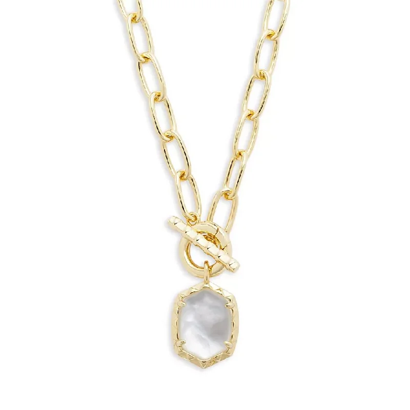 Ladies Necklaces for Science Shine-Kendra Scott : Daphne Convertible Gold Link and Chain Necklace  in Ivory Mother Of Pearl