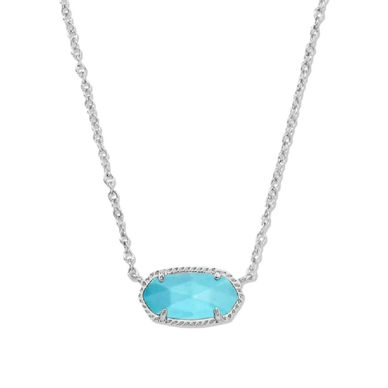 Ladies Necklaces with Peach Carnelian-Kendra Scott : Elisa Silver Pendant Necklace in Rhodium Turquoise