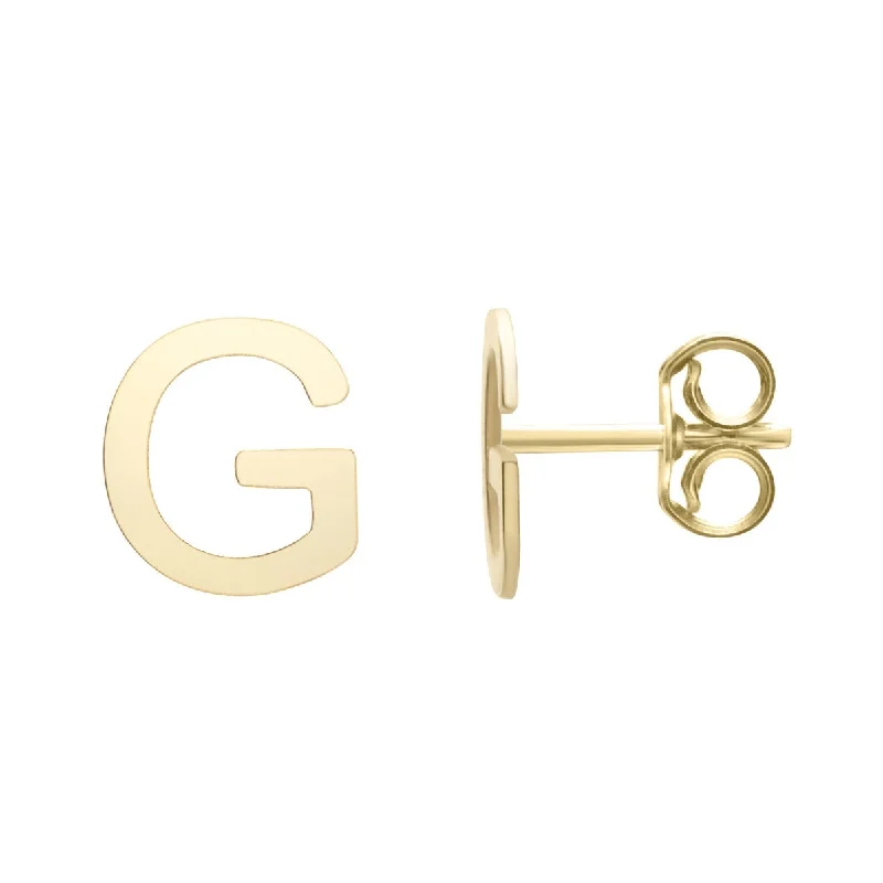 Ladies fairy glow earrings -14kt Yellow Gold Polished Initial-G Post Earring ERG11192