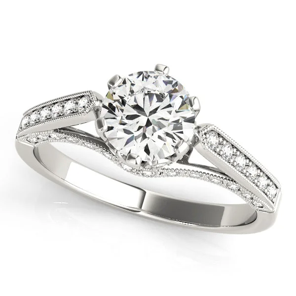 Ladies deco flair wedding rings -Single Row Diamond Engagement Ring