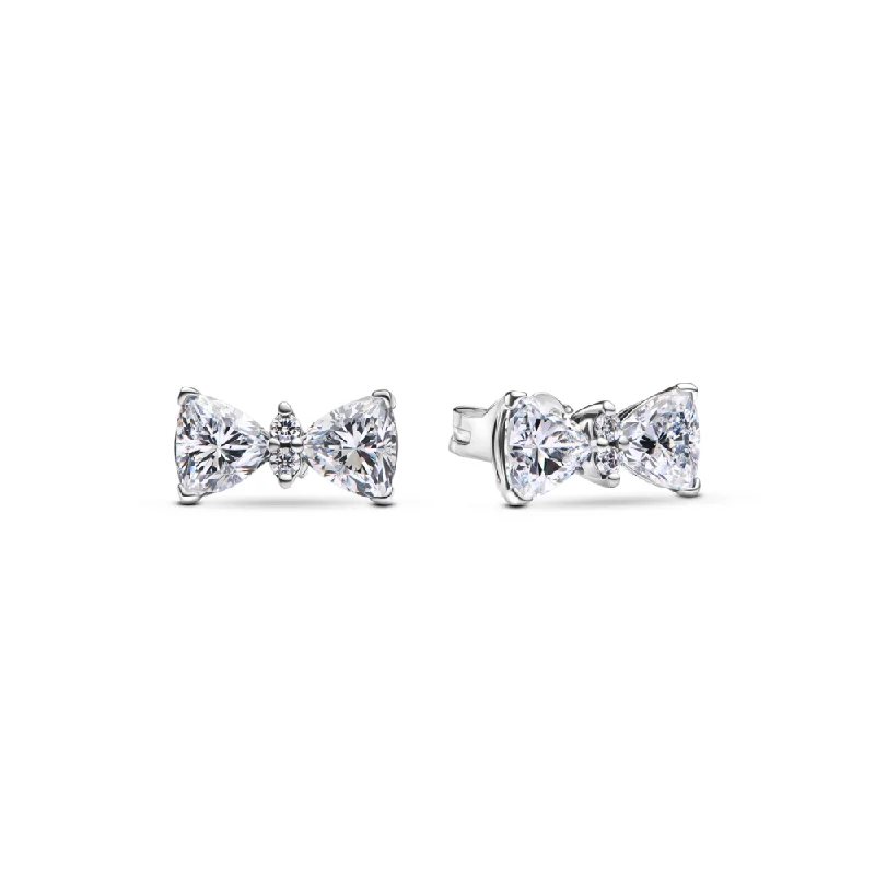 Ladies glass glow earrings -Sparkling Bow Stud Earrings 293506C01