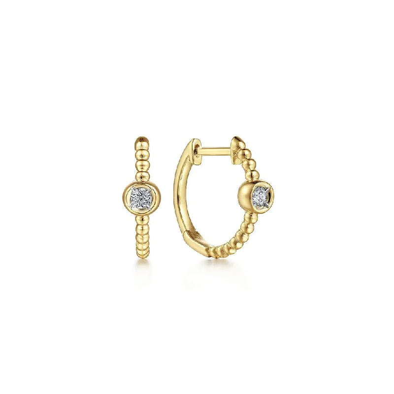 Ladies memory gleam earrings -Gabriel & Co. 14K Yellow Gold Diamond Bujukan Huggie Earrings