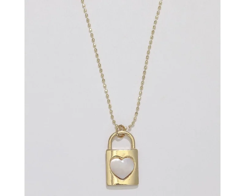 Ladies Necklaces with Pale Prehnite-Periwinkle by Barlow : Mother of Pearl heart Inlay and Ball - Necklace