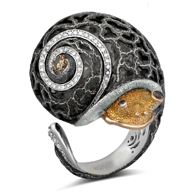 Ladies unique crafted rings -Gold Grand Codi The Snail Ring with Diamonds