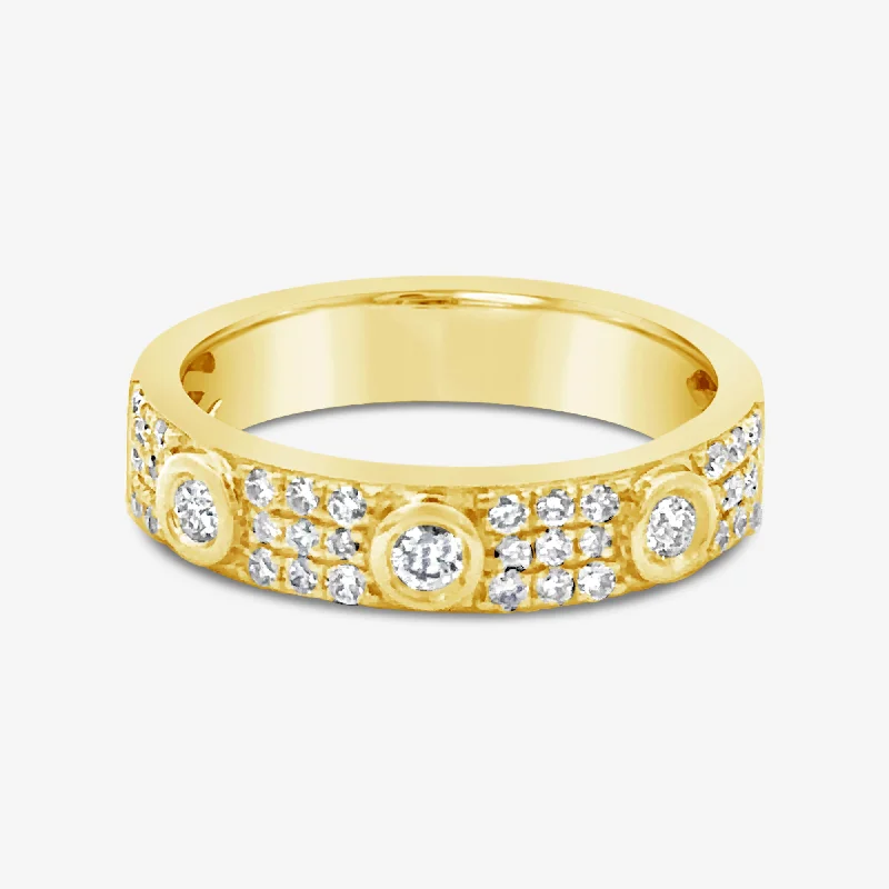 Ladies spring petal rings -Diamond Bezel & Pave Band Ring