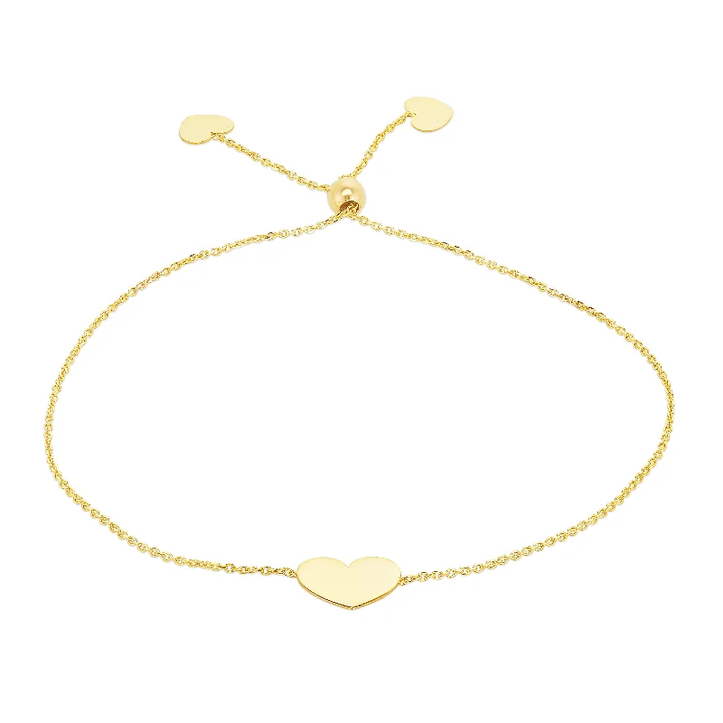 ladies bracelets chevron patterns -14K Gold Heart Friendship Bracelet